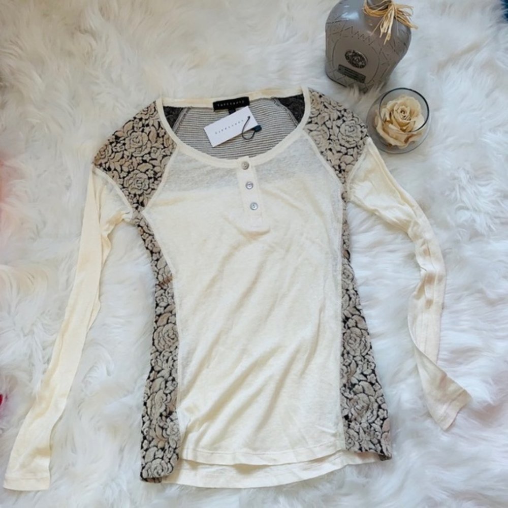 Sanctuary linen brocade long sleeve Henley